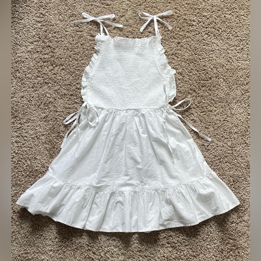 ASOS design shoulder tie dress in white